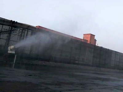 程力喷雾机助力湖南韶峰水泥厂炉渣堆场除尘项目 圆满成功